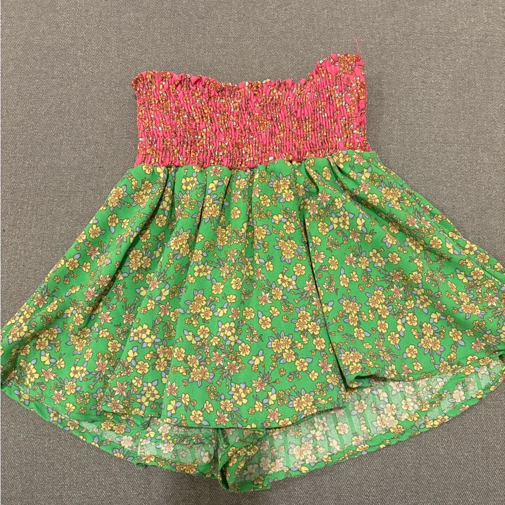 Karlie Pink and Green Smocked Dress